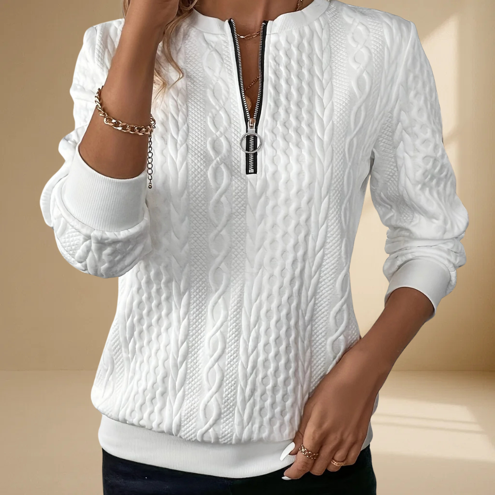 KARIN™ | TIDLØS STRIKKET GENSER MED GLIDELÅSDETALJ