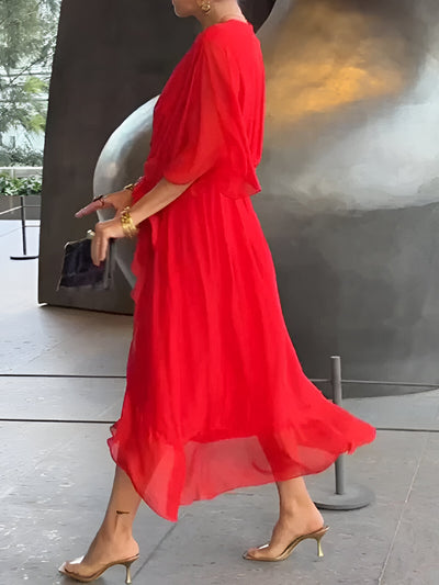 ALFHILD™ | ELEGANT MIDI-KJOLE MED LUKSURIØST FALL